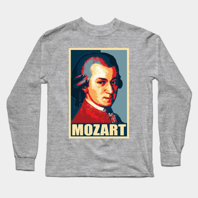 Mozart Propaganda Poster Pop Art Long Sleeve T-Shirt by Nerd_art